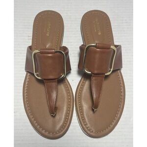 Liz Claiborne Open Toe Brown/Gold Memory Foam Sandals Women Size 9.5